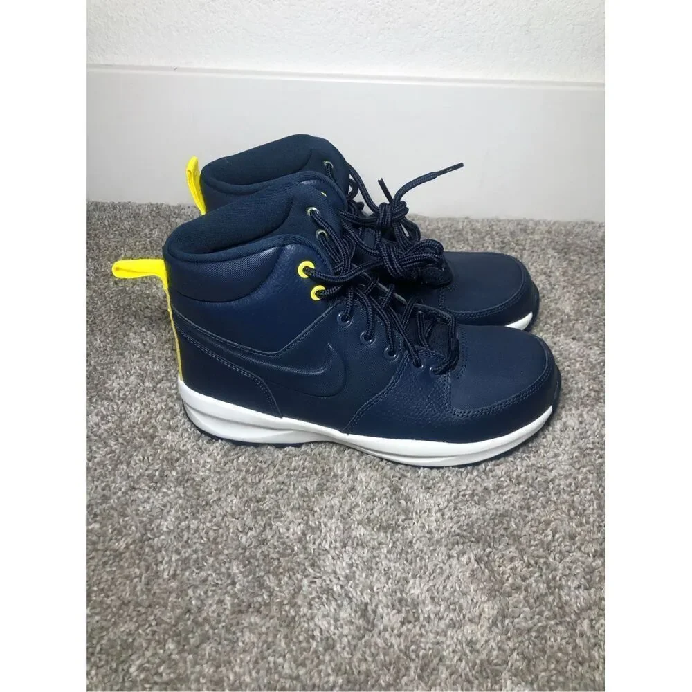 Nike Monoa Boots Kids Size 5 Navy/ Yellow/ White